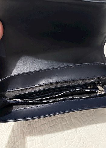 Klasik Koyu Mavi Deri Kadın Çanta - Görsel 5