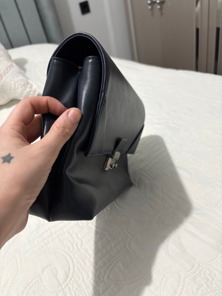 Klasik Koyu Mavi Deri Kadın Çanta - Görsel 3