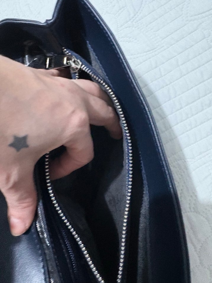 Klasik Koyu Mavi Deri Kadın Çanta - Görsel 4