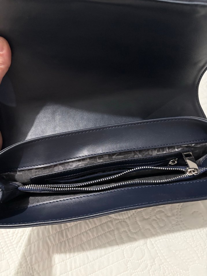 Klasik Koyu Mavi Deri Kadın Çanta - Görsel 5