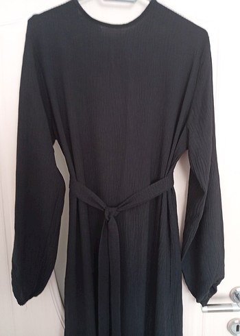 Kadın SiyahUzun Elbise, Kuşaklı, Uzun Kollu - Görsel 5