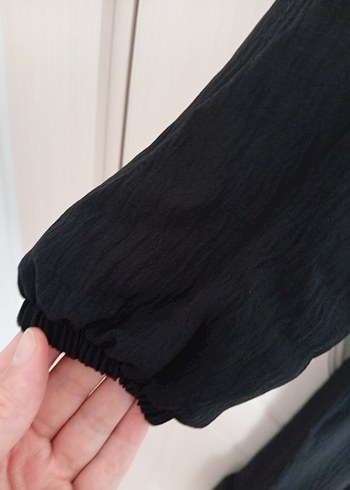 Kadın SiyahUzun Elbise, Kuşaklı, Uzun Kollu - Görsel 3