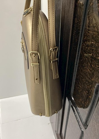 Bej parlak orijinal polo Fermuarlı Kadın Çantası - Görsel 3
