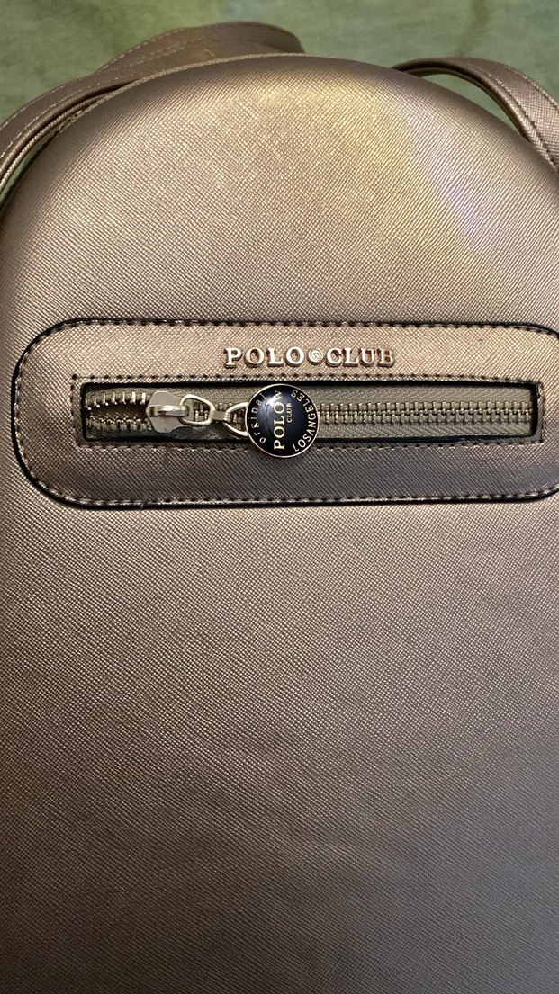 Bej parlak orijinal polo Fermuarlı Kadın Çantası - Görsel 4