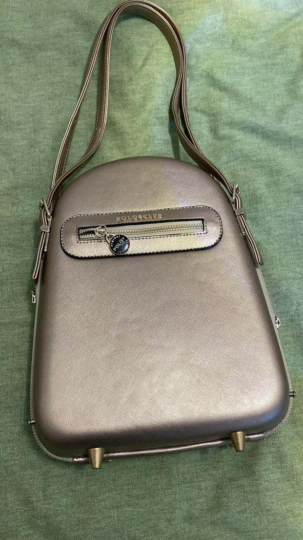 Bej parlak orijinal polo Fermuarlı Kadın Çantası - Görsel 5