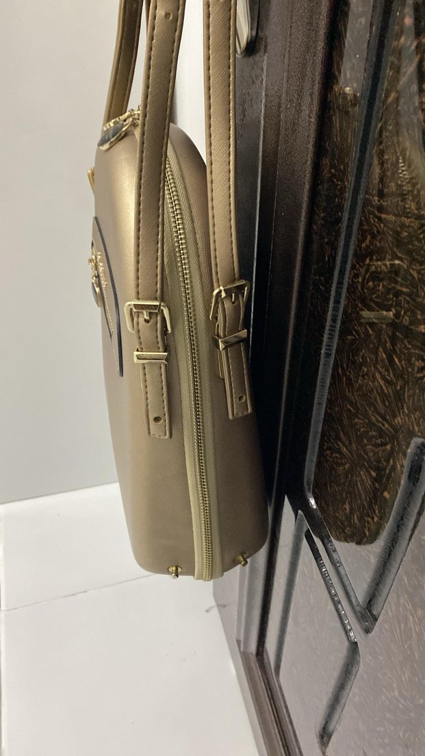 Bej parlak orijinal polo Fermuarlı Kadın Çantası - Görsel 3