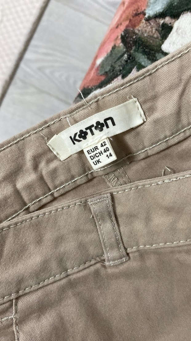 Bej Midi Kumaş Kadın Pantolon - Görsel 3