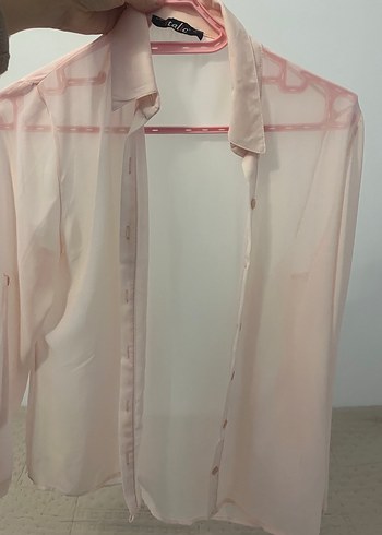 Pembe Transparan Kadın Gömlek - Görsel 3