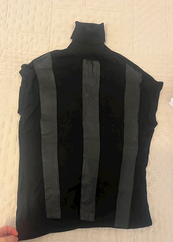 Siyah Kolsuz Balıkçı Yaka bluz - Görsel 4