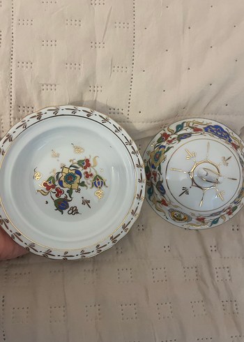 Beyaz Çiçekli Porselen lokumluk - Görsel 3