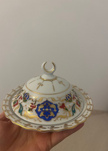 Beyaz Çiçekli Porselen lokumluk - Görsel 5