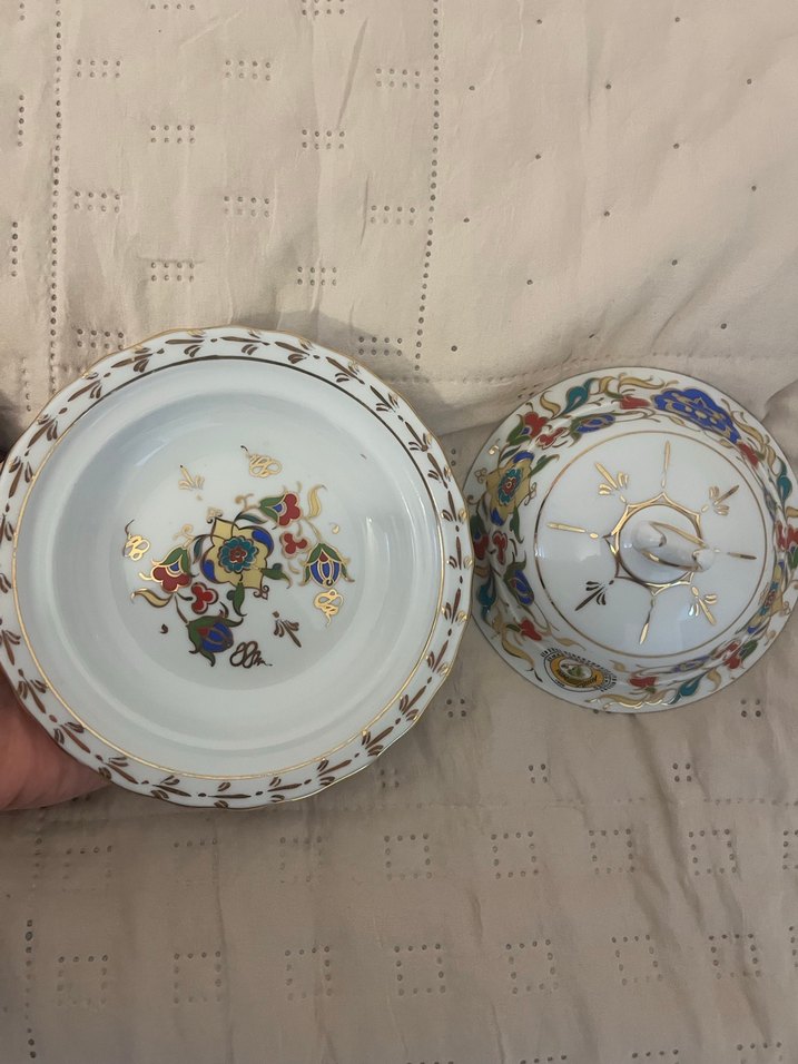 Beyaz Çiçekli Porselen lokumluk - Görsel 3