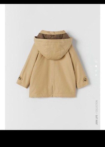 Bej Kapüşonlu Erkek Çocuk Montu - Görsel 2