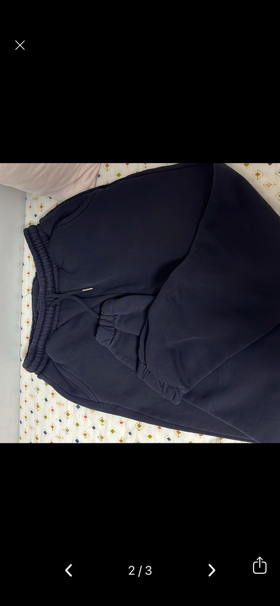 Kadın lacivert  Rahat Kesim Fermuarlı Eşofman Altı - Görsel 2