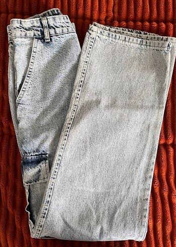 Gri Bol Kesim Midi Kot Pantolon - Görsel 2