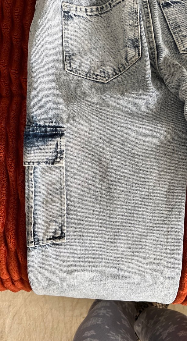 Gri Bol Kesim Midi Kot Pantolon - Görsel 3