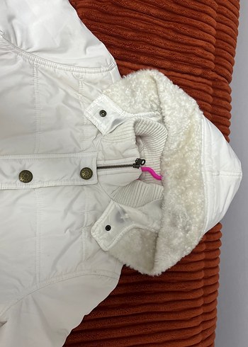 Crop Beyaz Kadın Kürklü Mont - Görsel 2