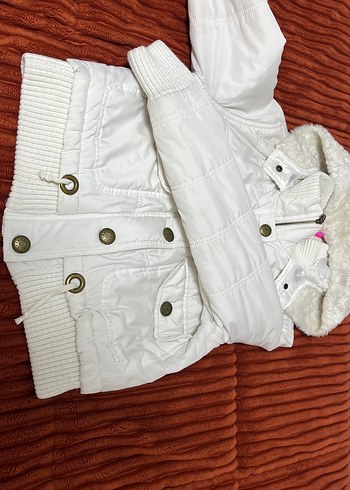 Crop Beyaz Kadın Kürklü Mont - Görsel 3