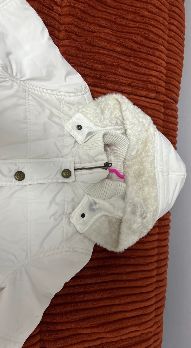 Crop Beyaz Kadın Kürklü Mont - Görsel 2