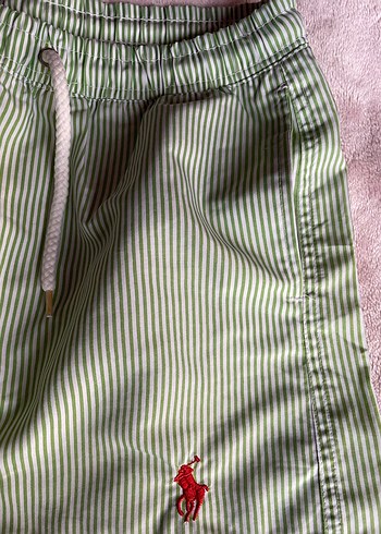 Düğmeli Çizgili Yeşil bayan deniz şort - Görsel 6