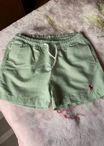 Düğmeli Çizgili Yeşil bayan deniz şort - Görsel 2