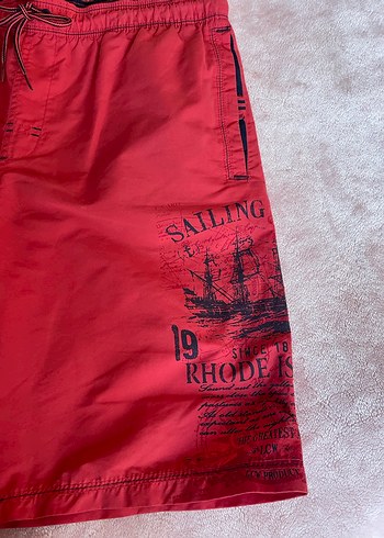 Kemerli Kırmızı Erkek Mini Şort - Görsel 3