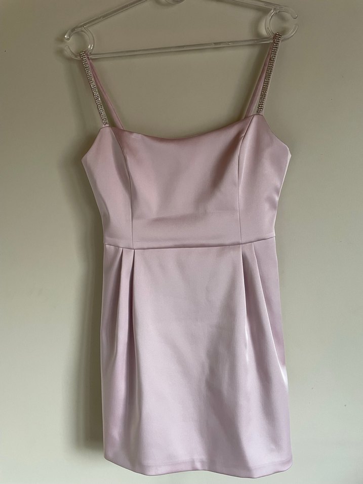 Pudra Pileli Midi İnce Askılı Elbise bir kez giyildi - Görsel 5