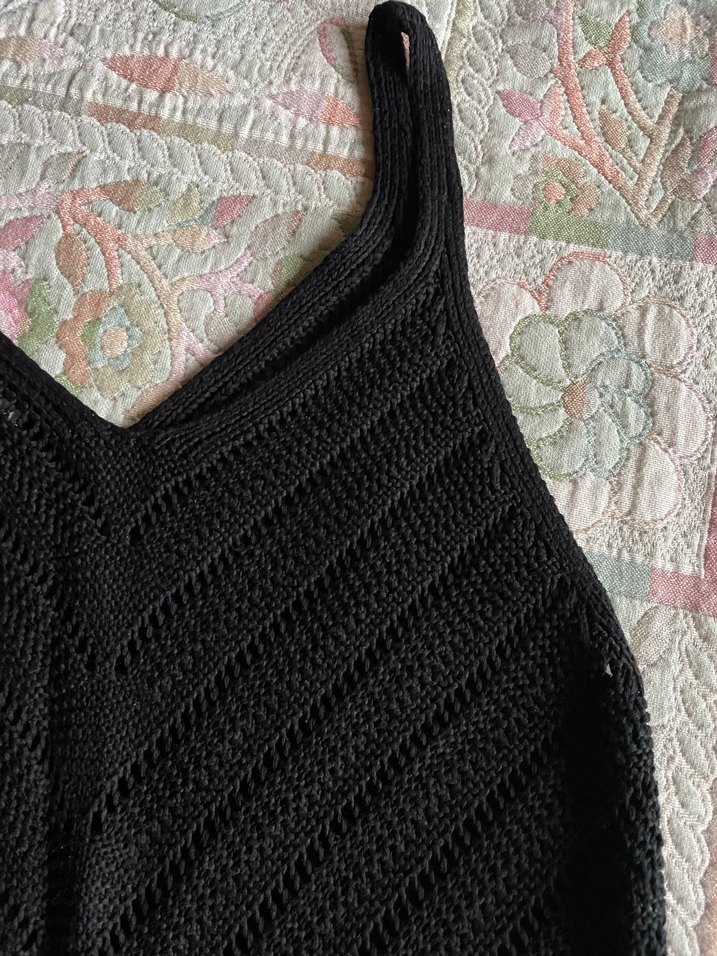 Siyah Örgü V Yaka Kadın Crop Top - Görsel 2