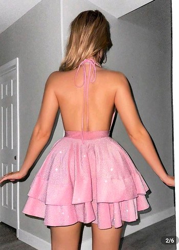 Shein Simli Pembe Parti Elbisesi - Görsel 4