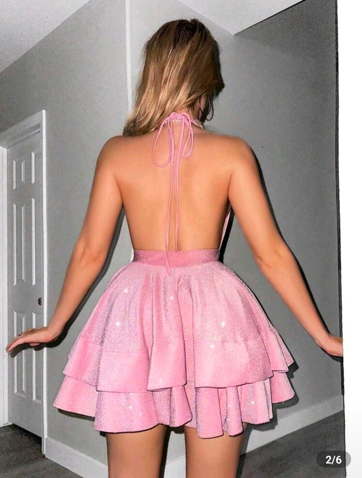 Shein Simli Pembe Parti Elbisesi - Görsel 4