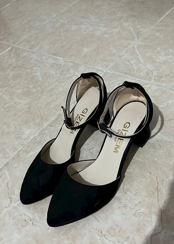 Siyah Tokalı İnce Topuklu Kadın Abiye Ayakkabı - Görsel 2