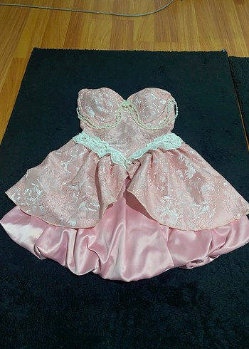 Pembe Straplez Mini Elbise - Görsel 2