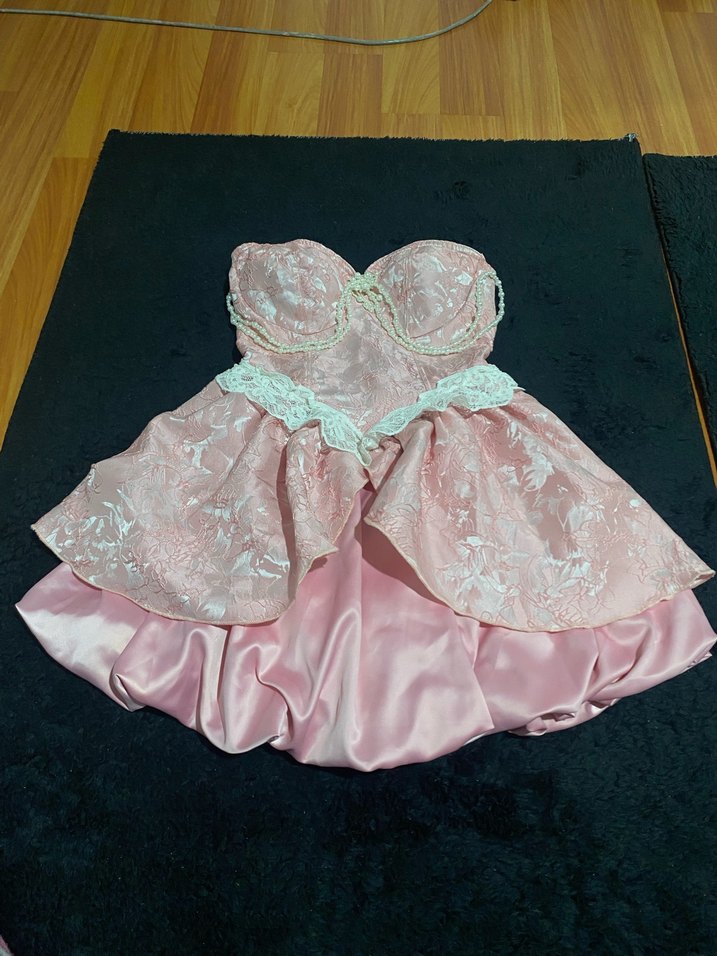 Pembe Straplez Mini Elbise - Görsel 2