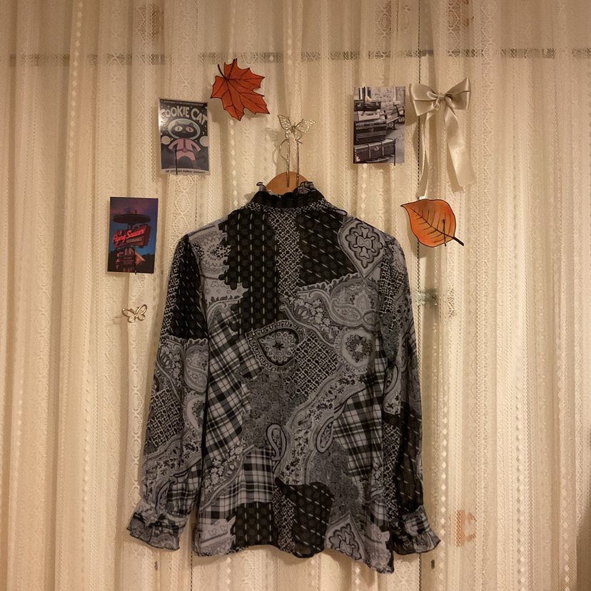 Gri Desenli Bohem Tül Kadın Gömlek - Görsel 5