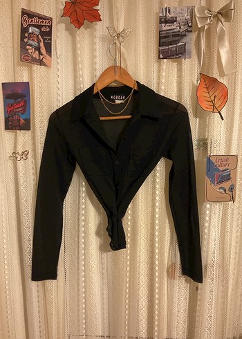 Düğmeli Siyah Kadın Gömlek - Görsel 3