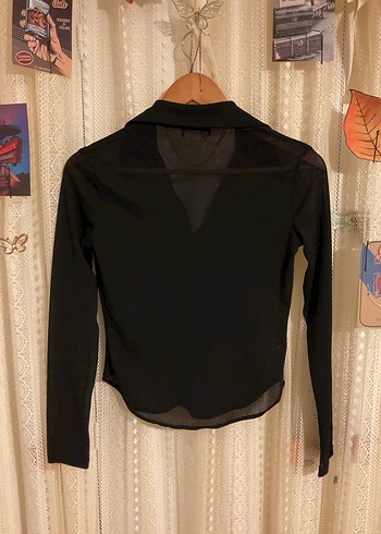 Düğmeli Siyah Kadın Gömlek - Görsel 4