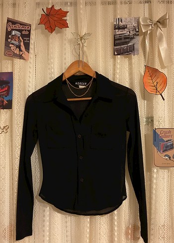 Düğmeli Siyah Kadın Gömlek - Görsel 2