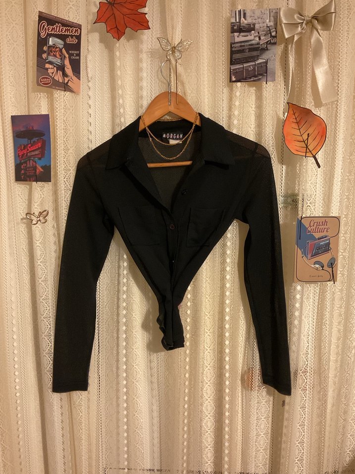 Düğmeli Siyah Kadın Gömlek - Görsel 3