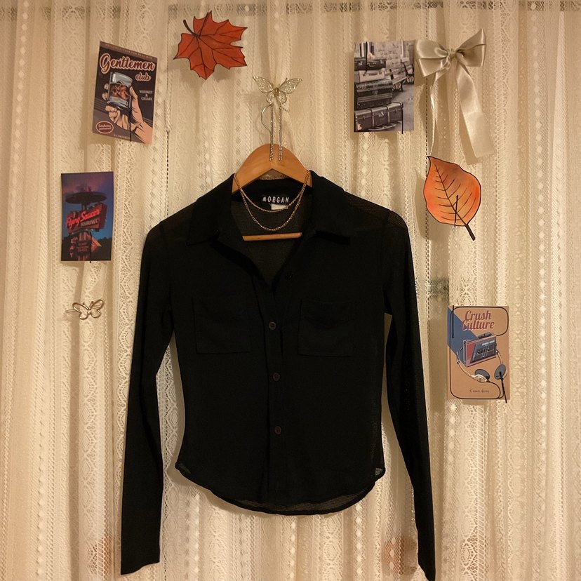 Düğmeli Siyah Kadın Gömlek - Görsel 2