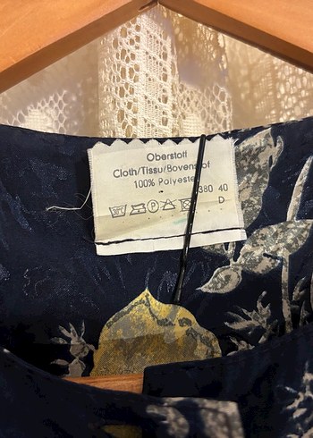 Sarı Çiçek Desenli Vintage Kadın Bluz - Görsel 3