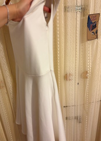 Kaliteli Kumaş Beyaz Straplez Midi Pamuklu Elbise - Görsel 6