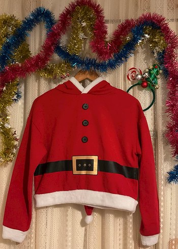 Kırmızı Yılbaşı Kadın Sweatshirt - Görsel 2