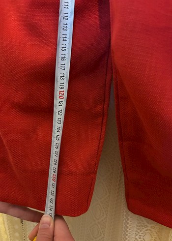 Turuncuya Dönük Kırmızı Keten Kadın Tulum - Görsel 6