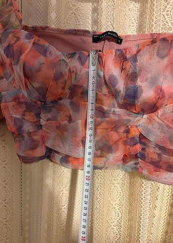 Bohem Çok Renkli Straplez Crop - Görsel 7