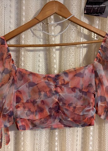 Bohem Çok Renkli Straplez Crop - Görsel 2