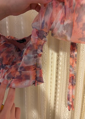 Bohem Çok Renkli Straplez Crop - Görsel 5