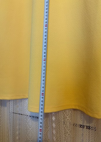 Sarı Tül ve Nakışlı Kısa Kollu Elbise - Görsel 7