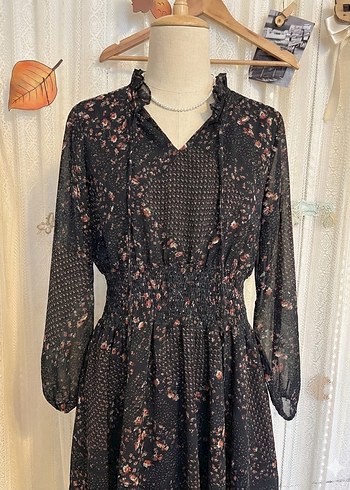 Siyah Bohem Midi Elbise - Görsel 2