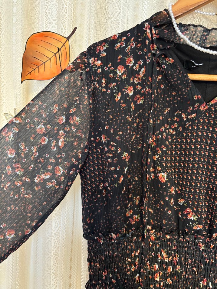 Siyah Bohem Midi Elbise - Görsel 4