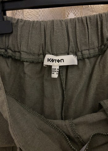 Kemerli Yeşil Midi Keten Kadın Pantolon - Görsel 3